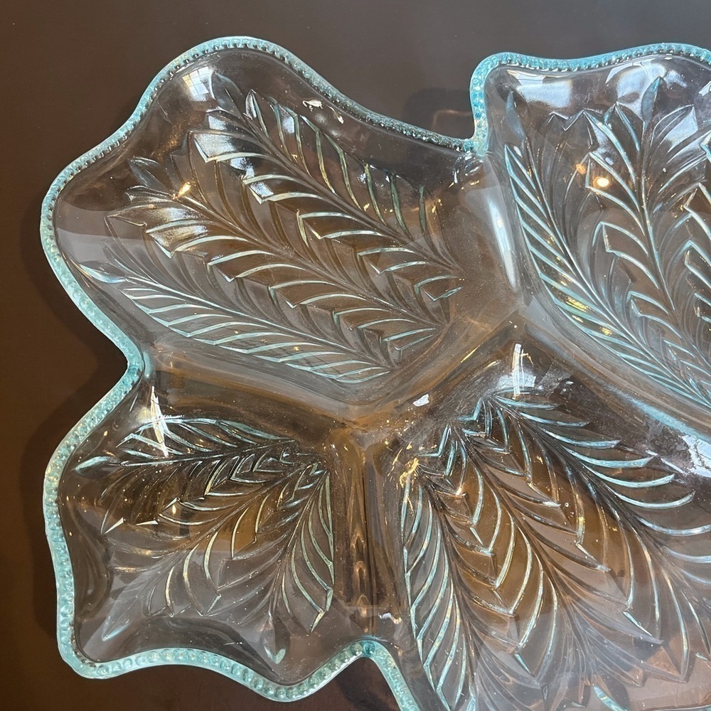 Vintage Jeanette Blue Glass Divided Dish - 1950s - Picture 2 of 10